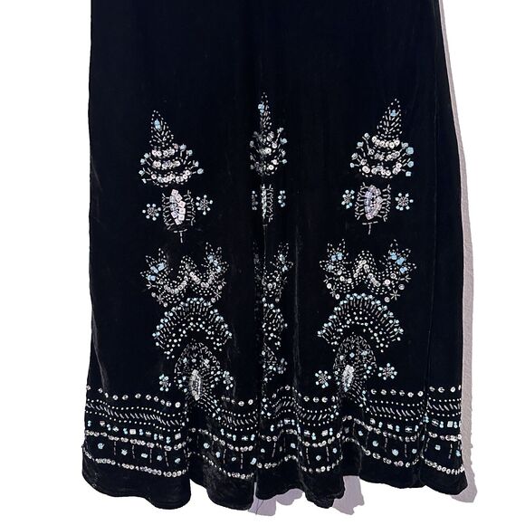 Vintage Carole Little Y2K black Velvet Beaded sequin maxi Skirt size 10 - Picture 5 of 8
